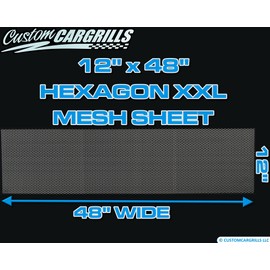 customcargrills 12"x48" Hexagon XXL Grill Mesh Sheet - Silver - Shipped Flat, 0.24 x 0.42 inch hole opening, 0.121" thick raw Aluminum, Made in USA
