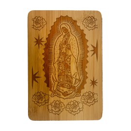 Our Lady of Guadalupe Bamboo Wood Cutting Board, Usable & Decorative Religious Kitchen Decor