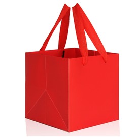 IN JOOYAA - Sacchetti regalo di carta, 10 pezzi, quadrati, con manico, 20 x 20 x 20 x 20 cm, colore: Rosso