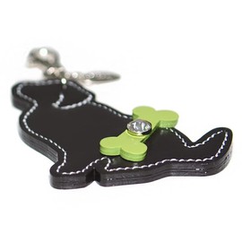 [Happy] Golden Retriever Charm Dog Genuine Leather Cow Leather Rhinestone with Jewel 5 Colors Keychain Made in Japan hc-30 Bag Charm Key Ring, light pink