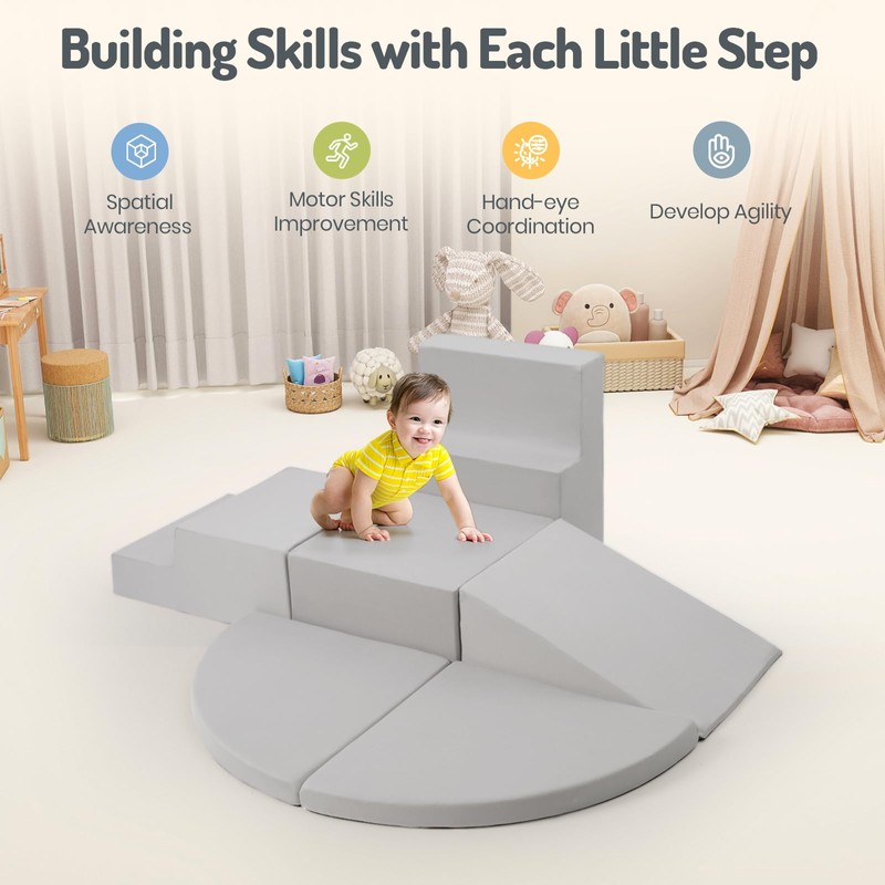 Rinnebbit 6-Piece Foam Climbing Blocks for Toddlers, Baby Climb and