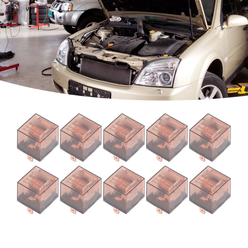 10 Pcs Waterproof Automotive Relay 80A 5 Pin SPDT Universal