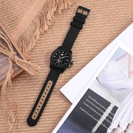 BISONSTRAP Sporty Nylon Watch Straps, Military Watch Bands for Men 22mm, Black with Black Buckle