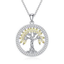 Tree of Life Necklace Birthstones S925 Sterling Silver pendant for Women Wife Mom Birthday Gifts for Her 8-UK