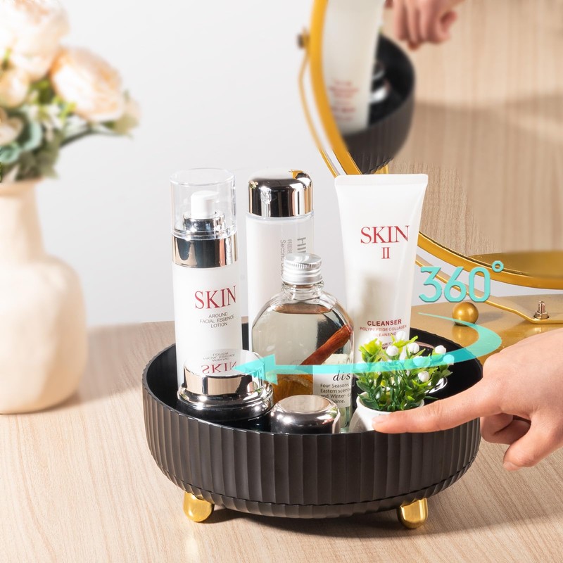 Makeup Perfume Organizer Tray 360 Degree Rotating Lazy Susan Skincare