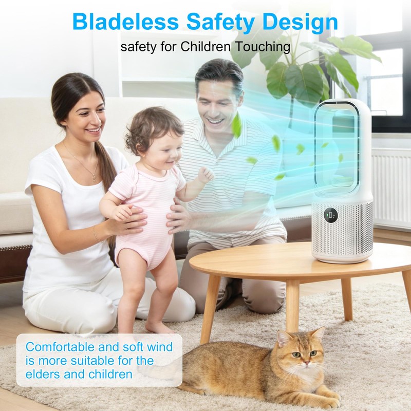 Beautiq 13 Inch Bladeless Desk Fan, 9 Speeds, 60° Oscillation,