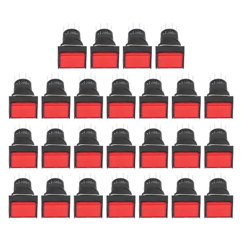 25Pcs Momentary Push Button Switch Self Locking Rectangle with Light