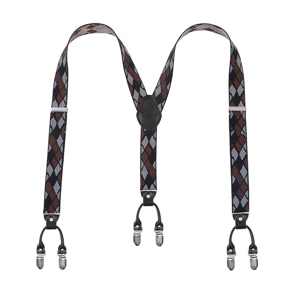Lafayon Braces for Men 6 Buckles Y Back Striped Heavy