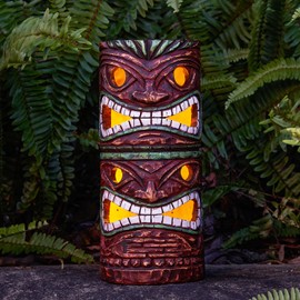 Yiosax Solar Tiki Statue Outdoor Decor-Garden Large Tiki Statue-Solar Totem Pole Tiki Bar Decoration for Lawn Patio Yard,10 Inch Tall