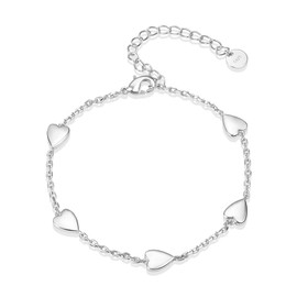 ASH'S CHOICE Women's 925 Sterling Silver Heart Bracelet, 14K Real Gold-Plated Adjustable Bracelets, Bracelet, Heart Charm, Anklet, Sterling Silver, Friendship Bracelet, Chains, Women, Girlfriend, Mum,