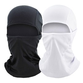 2 Pack Ski Mask for Men & Women, Balaclava Face Mask Full Head Mask Shiesty Mask for Football Motorcycle Sun UV Protection, Black + White, Large