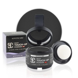 SOVONCARE Wet Hairline Powder for Women & Men - Hair Root Touch Up Powder for Grey Coverage, Thinning Hair & Bald Spots - Sweat, Stays All Day - Instant Root Cover Up Black 0.14 Oz
