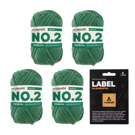 myboshi No. 2 with Label, Cotton for Crochet and Knitting, for Baby and Amigurumi, Vegan, Washable at 60 Degrees, 50 g, Ll 100 m Green (Cactus), 4 Balls