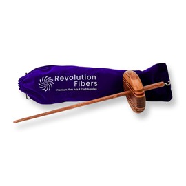 Revolution Fibers Top Whorl Drop Spindle for Hand Spinning | Hand Crafted Multi-Wood Wavy 2.0 | 11 inch Shaft, 3.25 inch Whorl Diameter | Beginner and Advanced Use | Spin Roving into Yarn