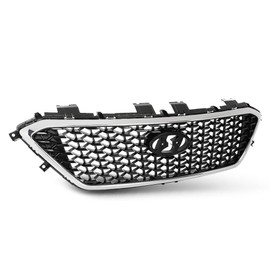 Front Upper Grille, Fit Hyundai Sonata 2015 2016 2017 W/o Radar Hole, Chrome Honeycomb