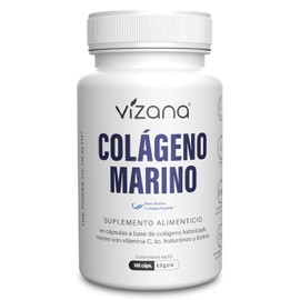 VIZANA NUTRITION | Colágeno Hidrolizado Marino. Tipos I y III en Cápsulas HPMC Vegetarianas (180 Caps–500 mg) Adicionado con Ácido Hialurónico, Biotina y Vitamina C, Origen Colágeno: Noruega