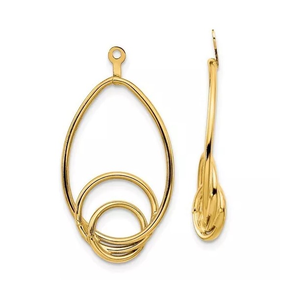 Unbranded 14k Yellow Gold Polished Fancy Teardrop Earring Jackets