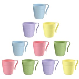 Engelland - Pack of 10 Drinking Cups with Handle, Plastic Cups, Children's Cups, Coffee Cups, Colourful Mix, BPA-Free, 0.33 Litres