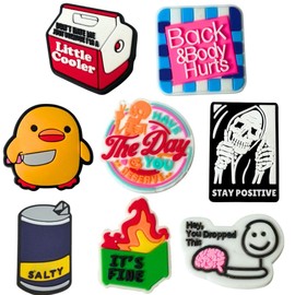 Funny Shoe Charms Fun Cute Cool Meme Shoes Sarcastic Anime Cartoon Humor Charm for Adults Men Women Girls Boys Teen Dumpster Fire This is Fine Dog Duck Little Cooler Skeleton Accessories Gifts