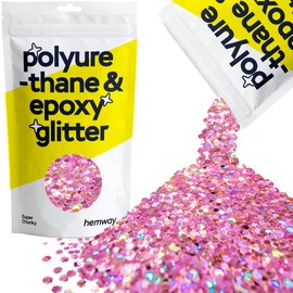 Hemway Polyurethane & Epoxy Glitter - Rose Pink Holographic | 100g Super Chunky Metallic Flake Sequins for Resin Crafts | Craft Supplies for Tumblers, Candles, Glass & Floor Art Decoration
