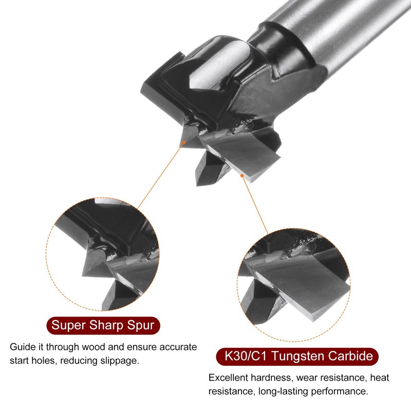 sourcing map Forstner Drill Bit 17mm / 11/16" K30/C1 Tungsten