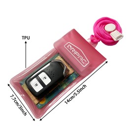 DRIPAC Waterproof Car Key FOB Case Waterproof Wallet Waterproof Holder Pouch for Key ID Badge Credit Card Money（Black+Pink）
