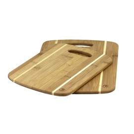 Totally Bamboo Two-Piece Striped Bamboo Cutting Board Set, 13" x 9-1/2" and 11" x 8-1/2"