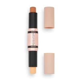 Revolution Beauty London, Barra de contorno de base rápida, doble extremo, esculpe y define la cara, ligera, mezclable, mediano, 2 x 0.15 onzas
