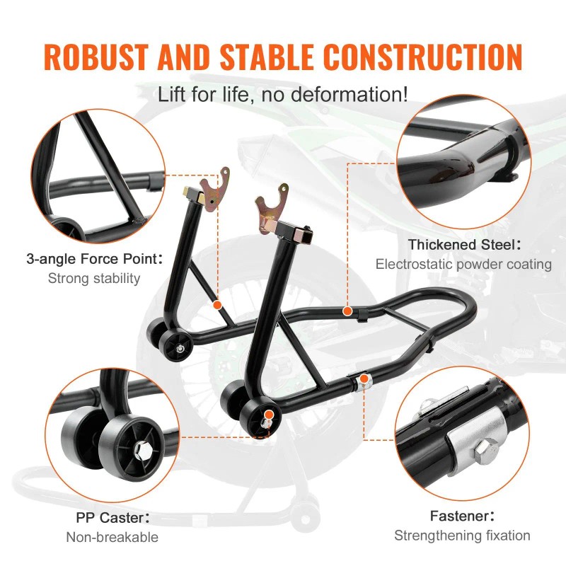 850lbs Front/Rear Combo Motorcycle Lift Stand with Fork Swingarm Spool