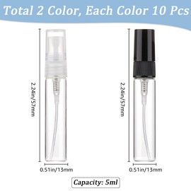 GORGECRAFT 20Pcs Mini Spray Bottle 5ml Plastic Refillable Empty Perfume Bottles 2 Colors No Leak Small Fragrance Bottle Portable Clear Perfume Containers Fine Mist Sprayer for Travel Essential Oils