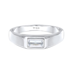 Kuzzoi 0610681321 Men's Ring with Topaz Gemstone, Elegant Solitaire Ring in 925 Sterling Silver, Men's Polished Gemstone Ring, Band Ring for Men in Ring Size 60 - 66, 0610681321, Gemstone, White Topaz