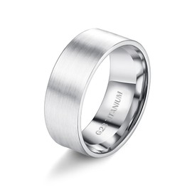 MILACOLATO G23 Titanium Ring for Men Women 8mm Matte Brushed Plain Band Rings High Polished Promise Statement Engagement Wedding Band Comfort Fit Size 9