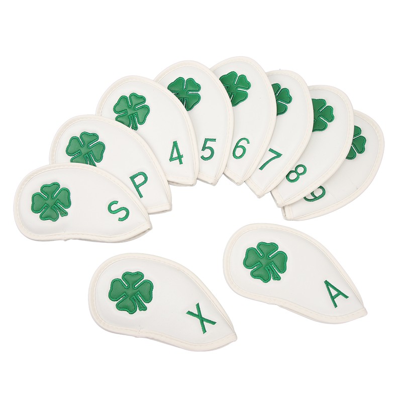 10 PCS Golf Club Head Covers Four Leaf Clover Pattern