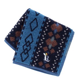 Brooks Brothers 000801-0002-03 Towel Handkerchief, Zodiac Embroidery, Fair Isle Pattern (Navy) Gentleman Men's Towel, Hand Towel, Approx. 9.8 inches (25 cm)