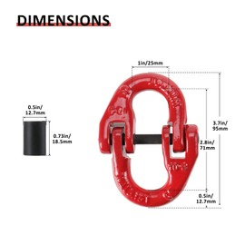 NORJIN 4 Pack 3/8” G80 Alloy Steel Hammerlock Coupling Link Connecting Link, Painted Finish Hammerlock Coupler 7100 lbs Working Load Limit