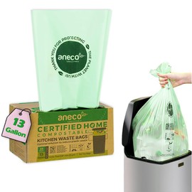 ANECO 100% Compostable Food Waste Bags 13 Gallon, 35 Count, Extra Thick Kitchen Compost Bags, Large Compostable Bags for Tall Kitchen Bin (Pack of 1)