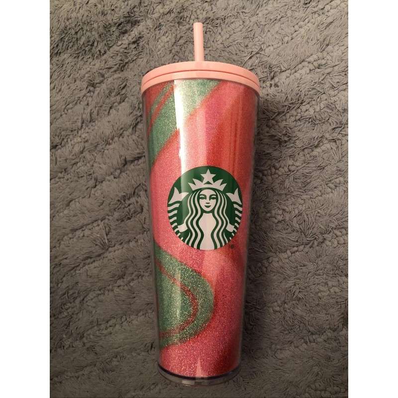 STARBUCKS NEW Starbucks Holiday Glitter Swirl Cold Cup 24oz Tumbler