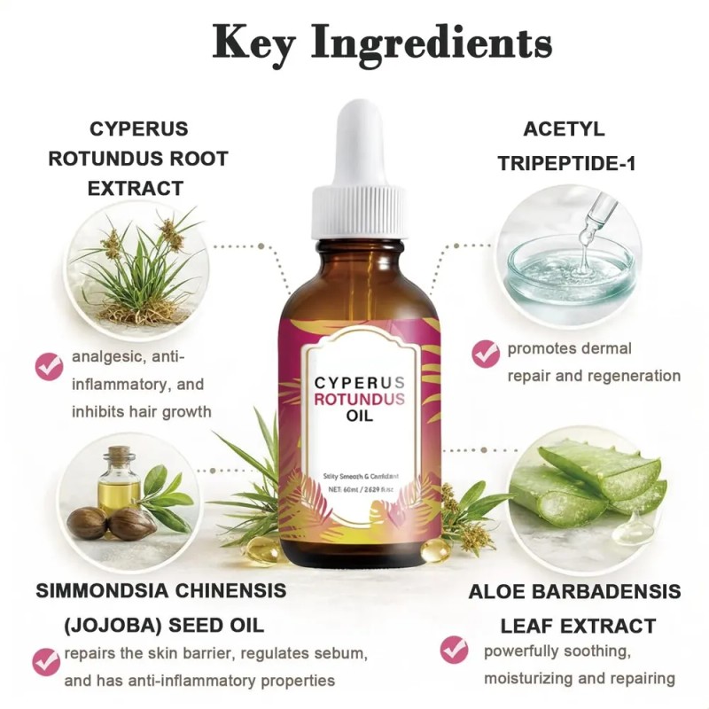 2 Onzas De Aceite De Cyperus Rotundus, Reduce El Vello