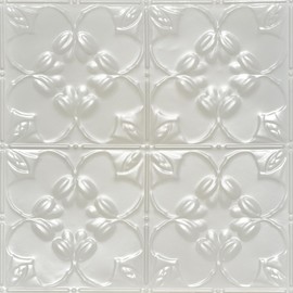 Shanko SKPC302 Lilac Stamped Metal Lay-in Tin Ceiling Tile (Covers/ 24 sq. ft.), Eggshell White, Pack of 6