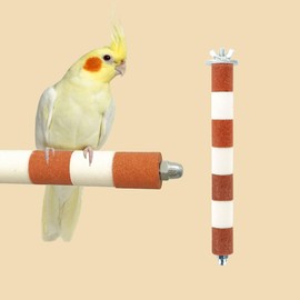 Ceramic Claw Grinding Perch for Cockatiels & Small Birds, Removable Bird Perch with Stainless Steel, Nail File Perch, Beak Trimmer & Comfortable Cage Stand for Parakeets, Conures (#1, 0.8" W x 7.8" L)