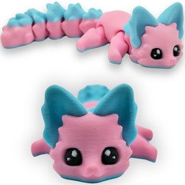 Cassie the Cotton Candy Fox – 3D Printed Fidget Fantasy Animal – Cute, Wiggly & Flexible – Sensory Stress Relief for ADHD & Autism – Collectible, Fun Gift & Home Desk Decor for gifting