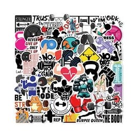 Pack of 50 Fitness Stickers for Motorcycle, Bicycle, Bumper, Laptop, Car, Computer, Fridge, Cute Fitness Sports Decal, Young Adult Gift, Workout Cartoon Aesthetic Graffiti Sticker