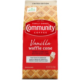 Community Coffee Vanilla Waffle Cone, Ice Cream Flavored Ground Coffee, 11 Ounce Bag (Pack of 1)