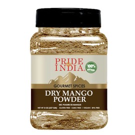Pride Of India - PACK of 6 - Dry Mango Powder 8 oz (226.79 gm) Medium Dual Sifter Jar | Amchur for Flavor and Taste | Gourmet Indian Spice | No Fillers or Artificial Colorants | Easy to Store