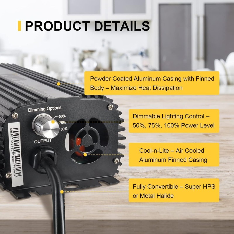 iPower 400W Ballast, Digital Dimmable Electronic Horticulture Ballast for Hydroponic