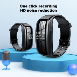 Digital Voice Recorder Watch, Wristband Voice Activated Recorder, DSP Noise Reduction, 360 Degree Stereoscopic Recording, One Click Recording (8G)
