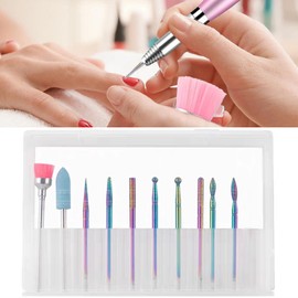 10 x Ceramic Nail Drill Bits Set, Professional Nail Sander, Remove Gel, Acrylic Cuticle, Nail Drill Bits Tools for Manicure Pedicure Home Use