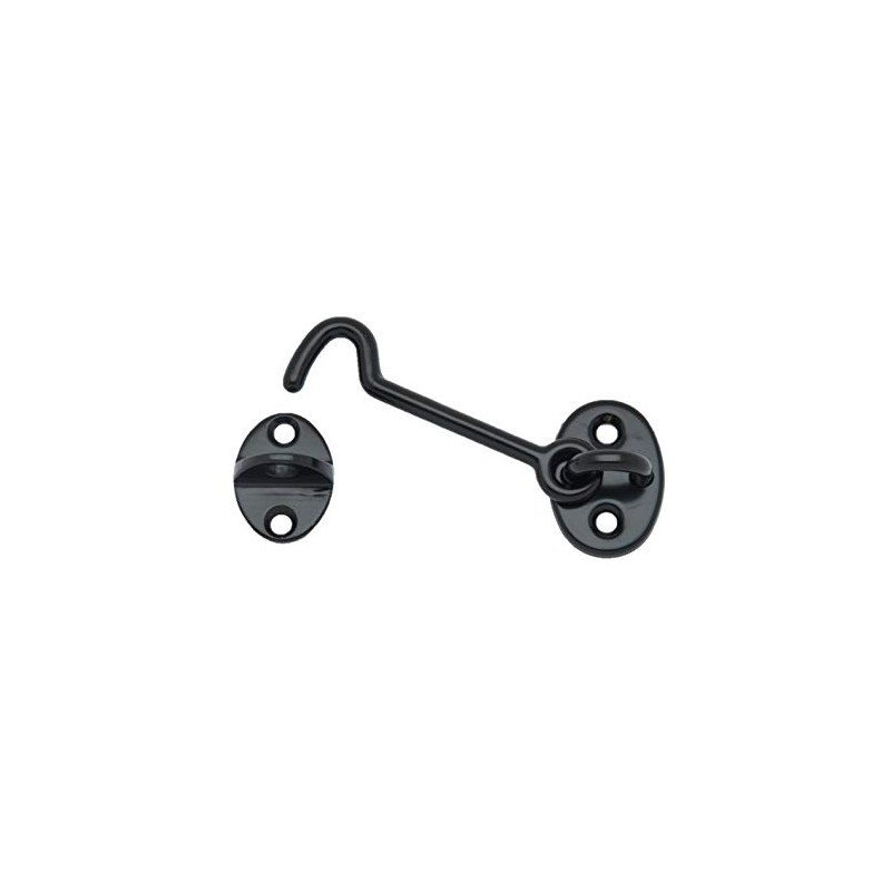 QCAA Forged Brass Cabin Hook Latch & Eye, 3", Antique