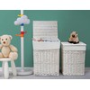 Wicker Two Hamper Set with Liners - White/White