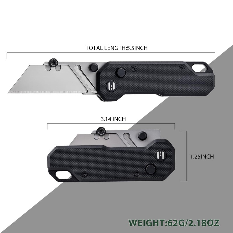 Vectron Folding Utility Knife, 2.36" SK2 Blade(Included extra 10pcs) Pocket
